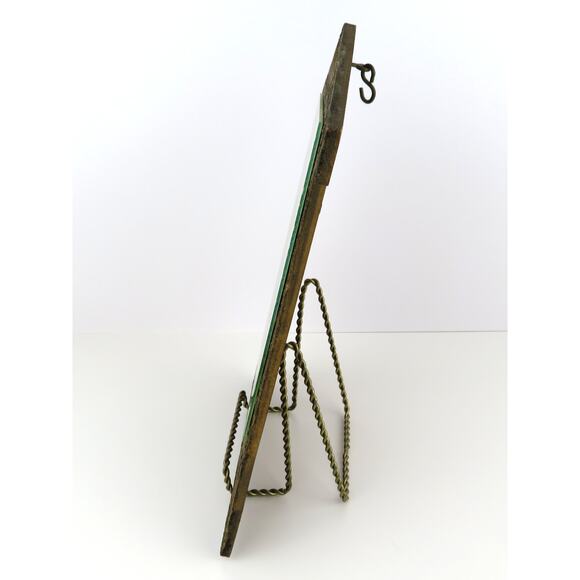 Vintage 11" Framed Thermometer w/ Country Scene Farmhouse Rustic Gold Wood Frame - Picture 5 of 10